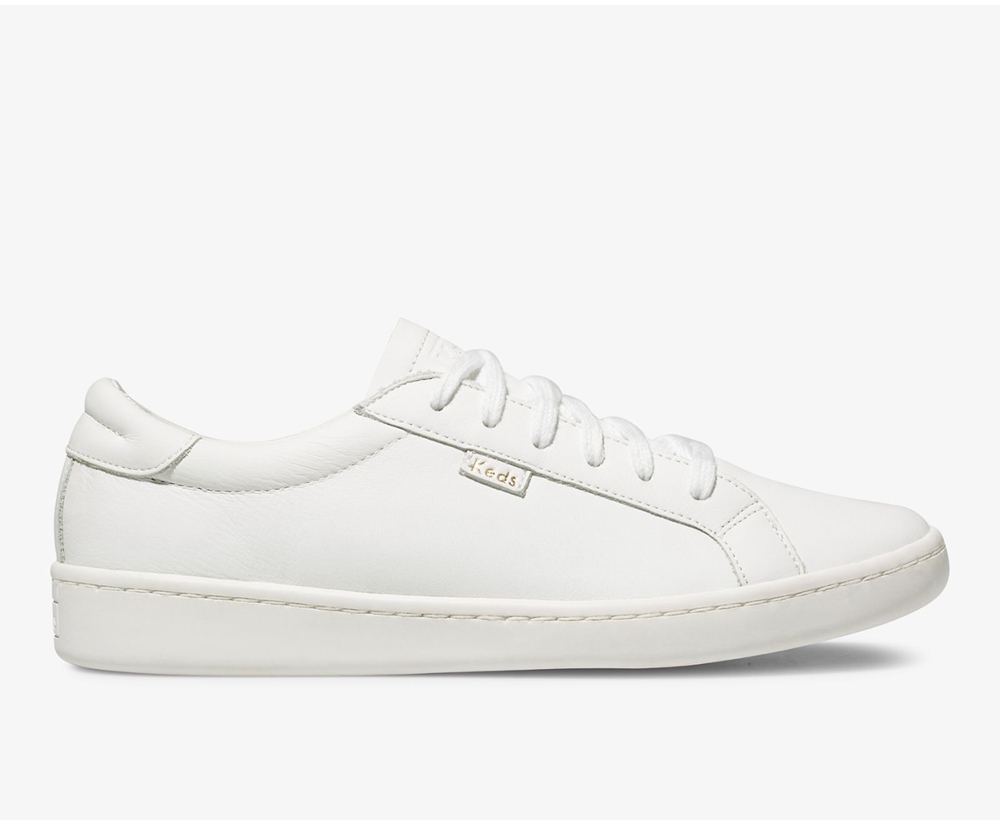 Womens Keds Sneakers - Ace Leather - White - 4159-PKGWT